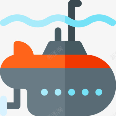 潜艇海洋生物38扁平图标图标