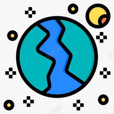 行星航空航天2线性颜色图标图标