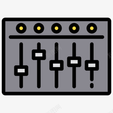 混音器音视频2线性彩色图标图标