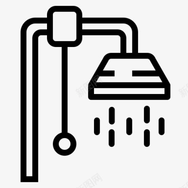 淋浴按摩和水疗线性图标图标