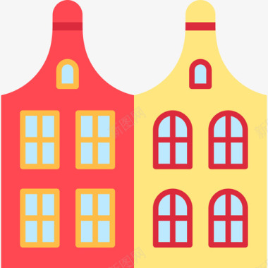 荷兰式房屋类型17平房图标图标