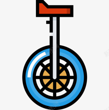 独轮车马戏团79线性颜色图标图标