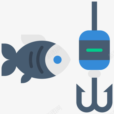 鱼饵钓鱼56扁平图标图标