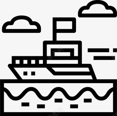 船夏威夷15直线型图标图标