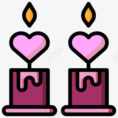 蜡烛爱情和浪漫14线性颜色图标图标