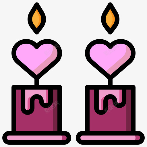 蜡烛爱情和浪漫14线性颜色图标svg_新图网 https://ixintu.com 爱情和浪漫14 线性颜色 蜡烛
