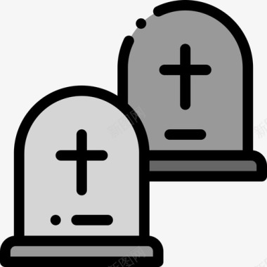 墓地葬礼21直线颜色图标图标