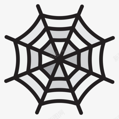 蜘蛛网万圣节180线性颜色图标图标
