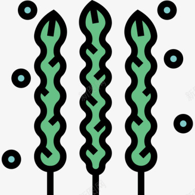 海藻海鲜3线颜色图标图标