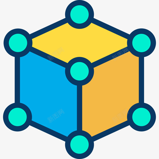 立方体虚拟现实50线颜色图标svg_新图网 https://ixintu.com 立方体 虚拟现实 颜色