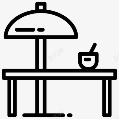 野餐桌烧烤31直线型图标图标