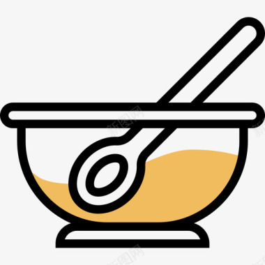 碗厨房工具22黄色阴影图标图标