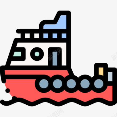 拖船水手26线性颜色图标图标