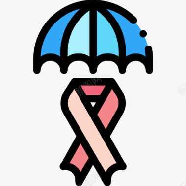 伞世界癌症意识日11线颜色图标图标