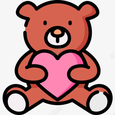 泰迪熊情人节69线性颜色图标图标
