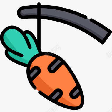 胡萝卜和大棒动机22线性颜色图标图标