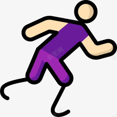 跑步无障碍运动2线性颜色图标图标