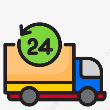 送货卡车148交货线性颜色图标图标