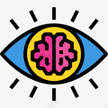 视觉大脑概念4线颜色图标图标