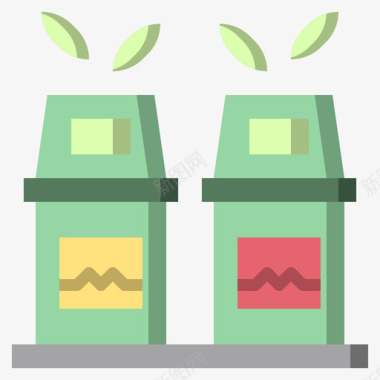 回收箱可持续能源25扁平图标图标