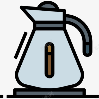 咖啡壶早餐31线性颜色图标图标