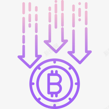 下降比特币加密货币6轮廓梯度图标图标