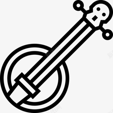 班卓琴乐器10线状图标图标