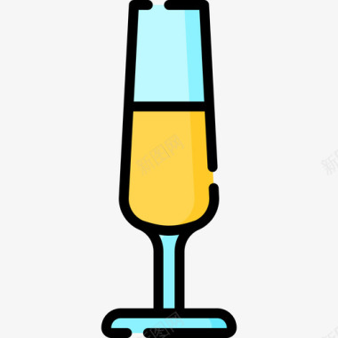 香槟圣诞食品4线性颜色图标图标