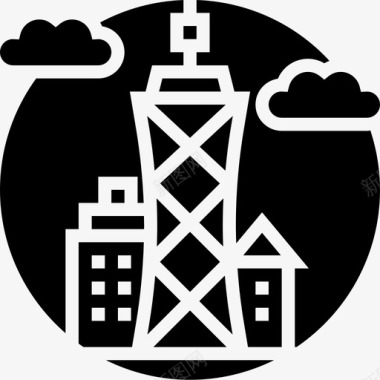 摩天大楼城市元素6雕文图标图标