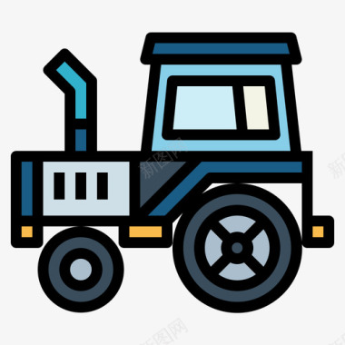 拖拉机32村线性颜色图标图标
