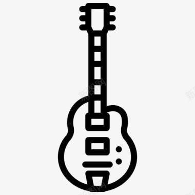电吉他雷鬼音乐线性图标图标