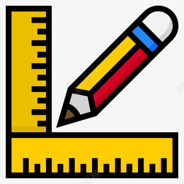 直尺文具和办公室22线性颜色图标图标
