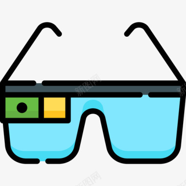 Ar眼镜虚拟现实45线性颜色图标图标