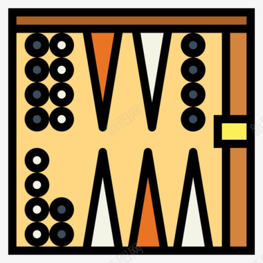 双陆棋棋盘游戏3线性颜色图标图标