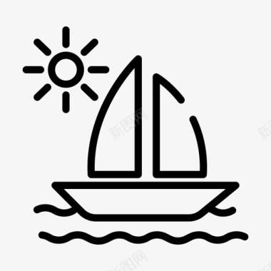 帆船夏季117直线型图标图标