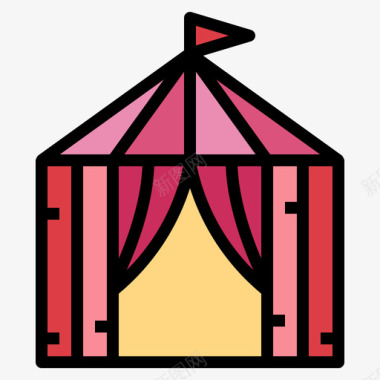 帐篷游乐场42线性颜色图标图标