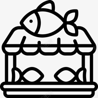 鱼市场69号市场直线型图标图标