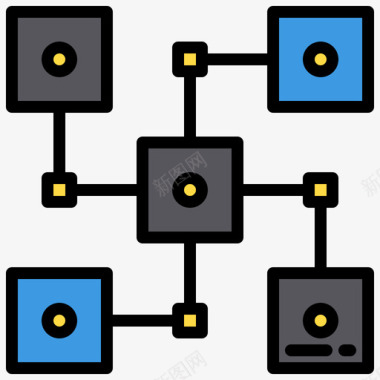 分布式区块链52线性颜色图标图标