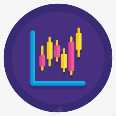 股票信息图3扁平圆形图标图标