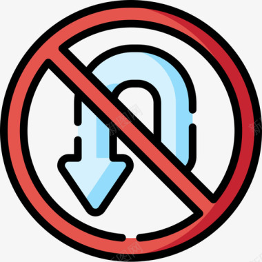 禁止转弯信号灯和禁令6线性颜色图标图标