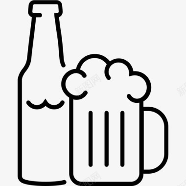 瓶装啤酒酒精玻璃杯图标图标