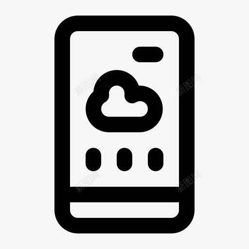 天气手机云图标svg_新图网 https://ixintu.com 云 天气 天气预报 手机 智能手机 智能手机功能线性 雨