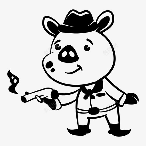 牛仔猪手枪有趣的动物宠物图标svg_新图网 https://ixintu.com 仔猪 动物 宠物 手枪 有趣 牛仔
