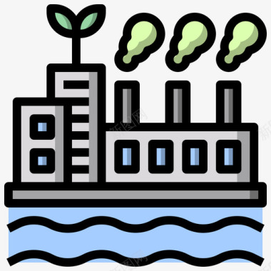 生态工厂可持续能源24线性颜色图标图标