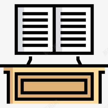 讲台博物馆75线性颜色图标图标