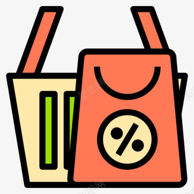 购物袋电子商务136线性颜色图标图标