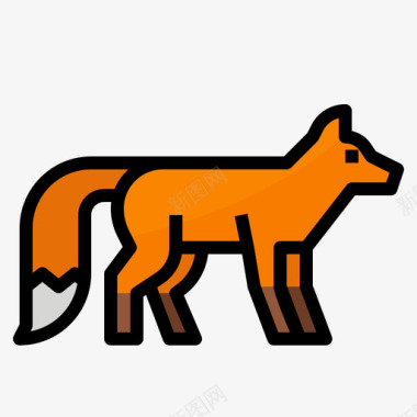 狐狸动物79线形颜色图标图标