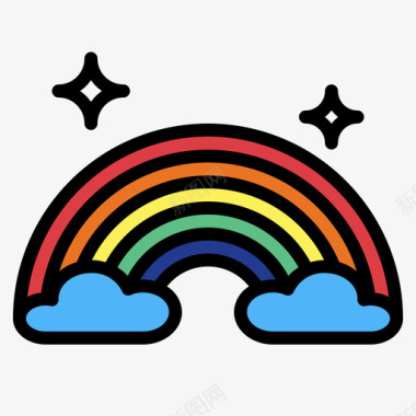 彩虹嬉皮士和和平3线性颜色图标图标