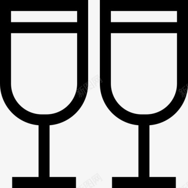 香槟酒杯婚礼168直线型图标图标