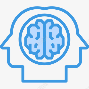 学习大脑概念5蓝色图标图标